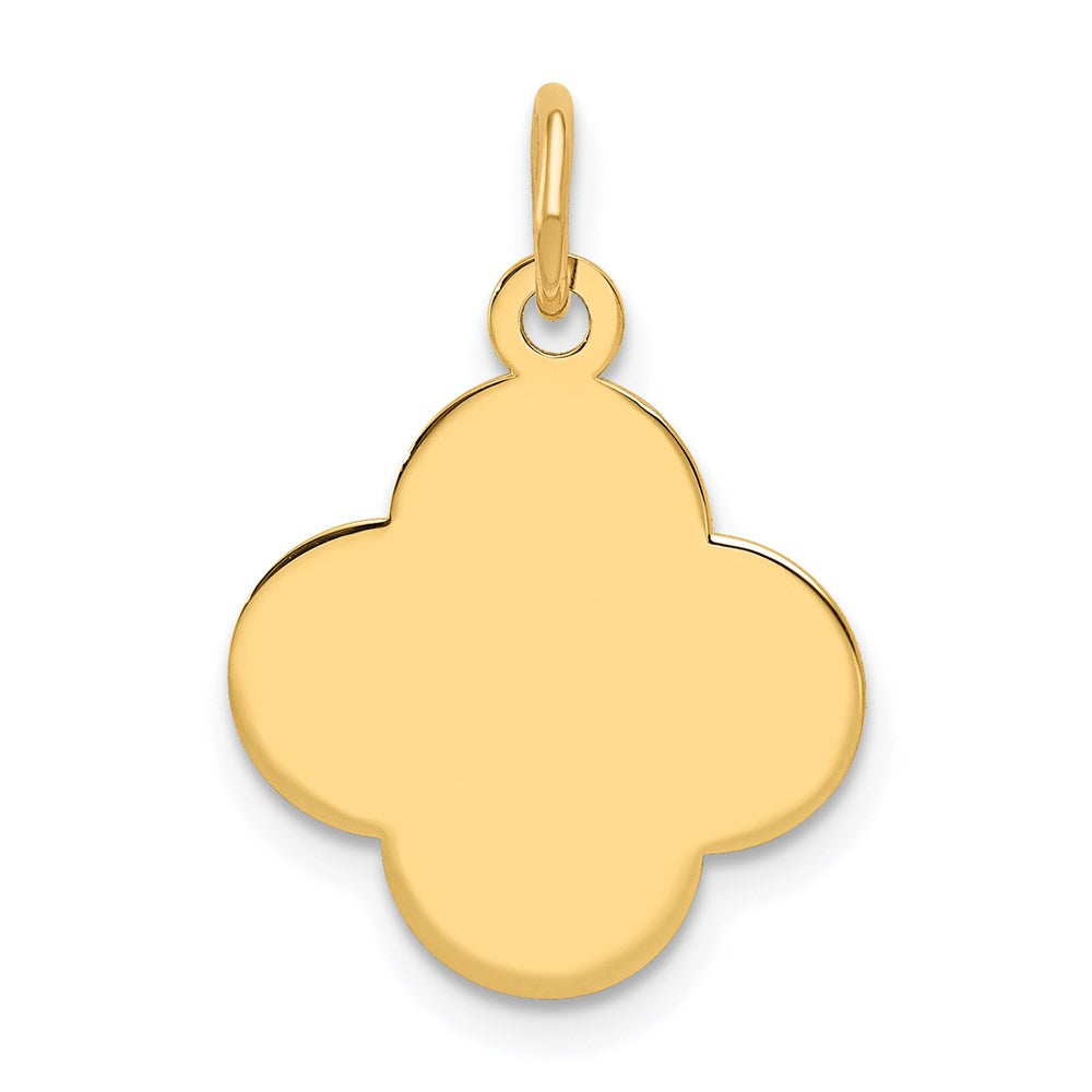 14k Plain .018 Gauge Engravable Quatrefoil 17x15mm Disc Charm, 21 x 15 mm