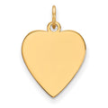 14k Plain .011 Gauge Heart Engravable 17x16.5mm Disc Charm, 21 x 15 mm