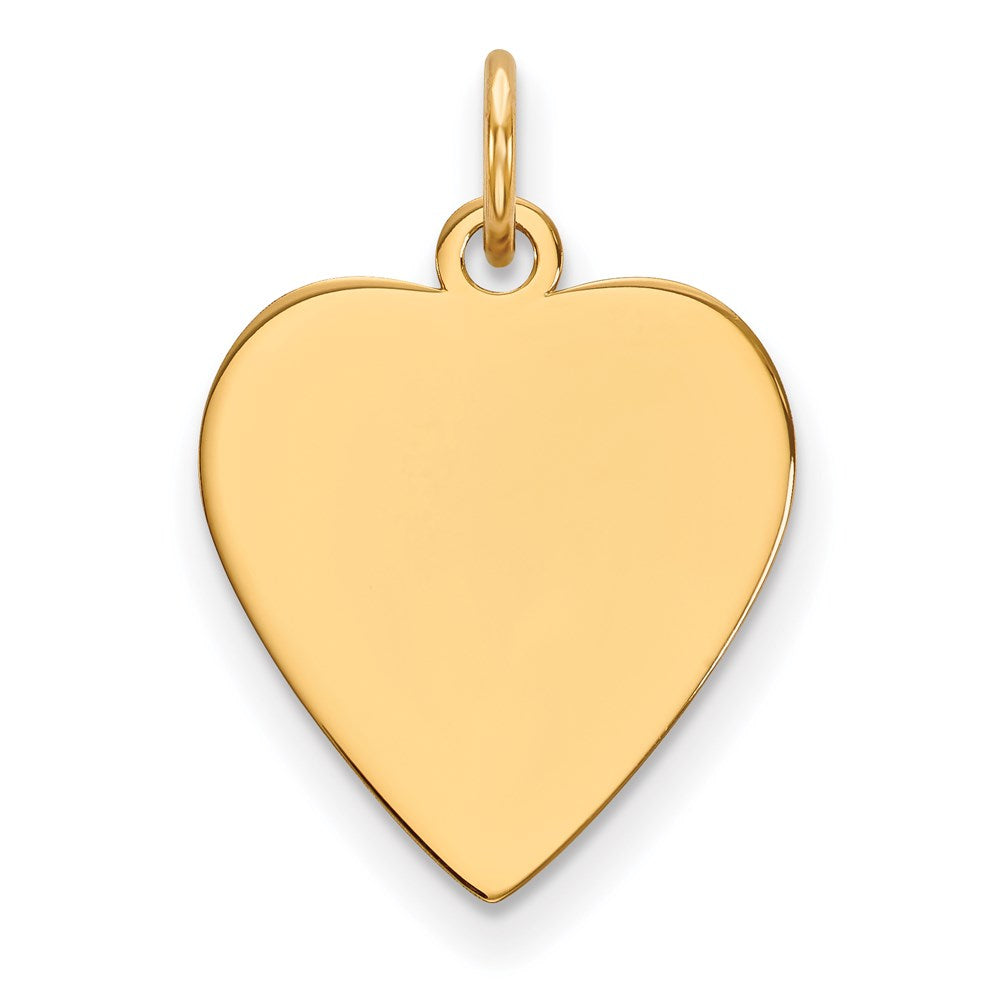 14k Plain .027 Gauge Heart Engravable 17x16.5mm Disc Charm, 21 x 15 mm