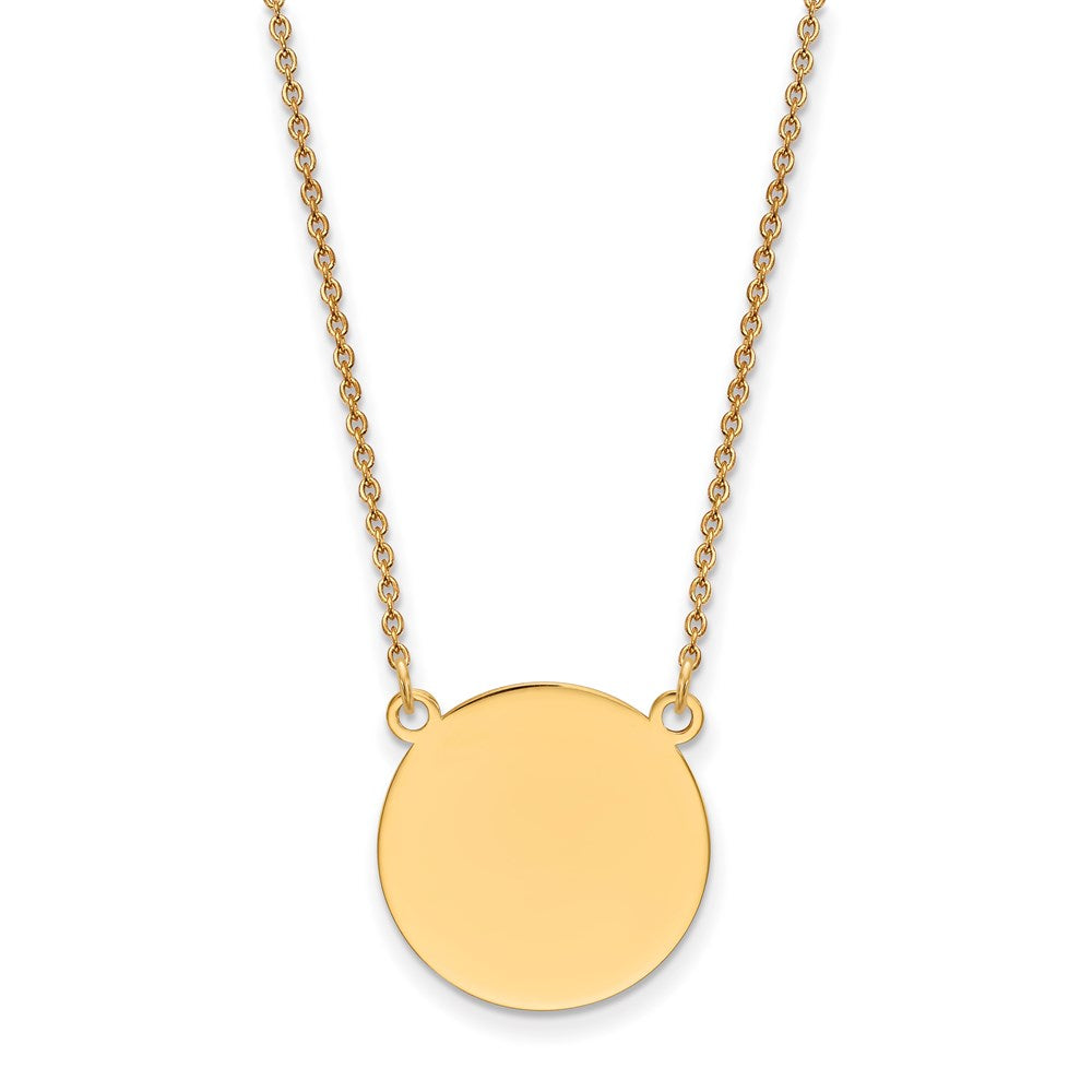 14k Plain .018 Gauge Round Engravable 17x17mm Disc 18 inch Necklace, 18 x 17.25 mm