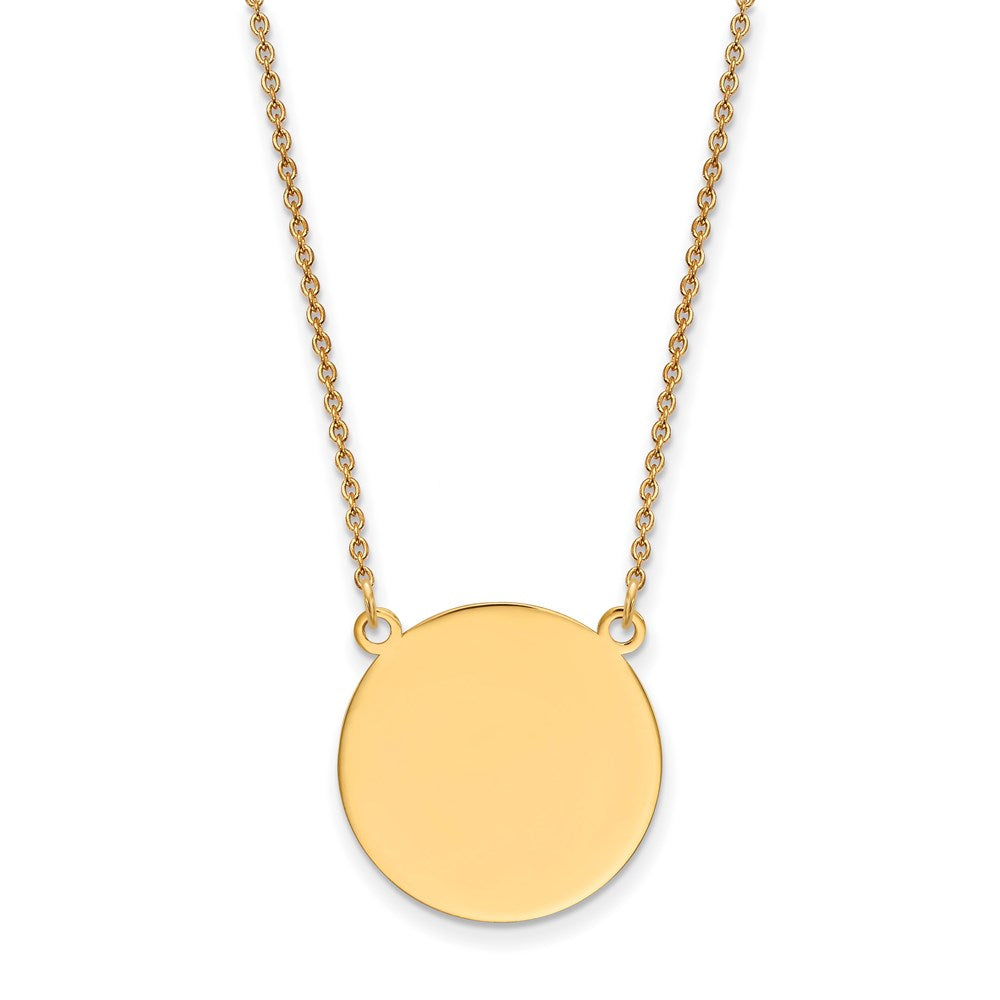 14k Plain .018 Gauge Round Engravable 19x19mm Disc 18 inch Necklace, 18 x 19.25 mm