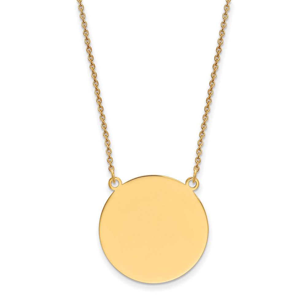 14k Plain .027 Gauge Round Engravable 22x22mm Disc 18 inch Necklace, 18 x 22.5 mm
