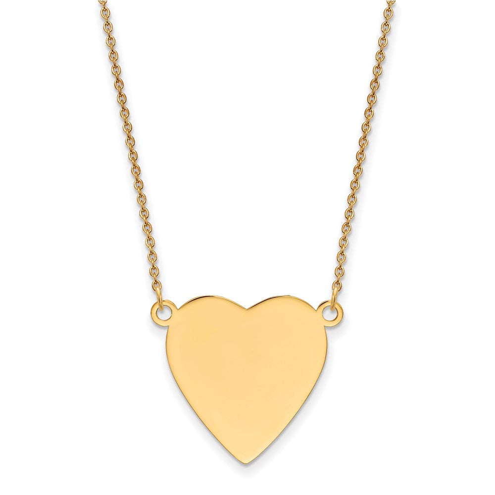14k Plain .013 Gauge Heart Engravable 21x23mm Disc 18 inch Necklace, 18 x 23 mm