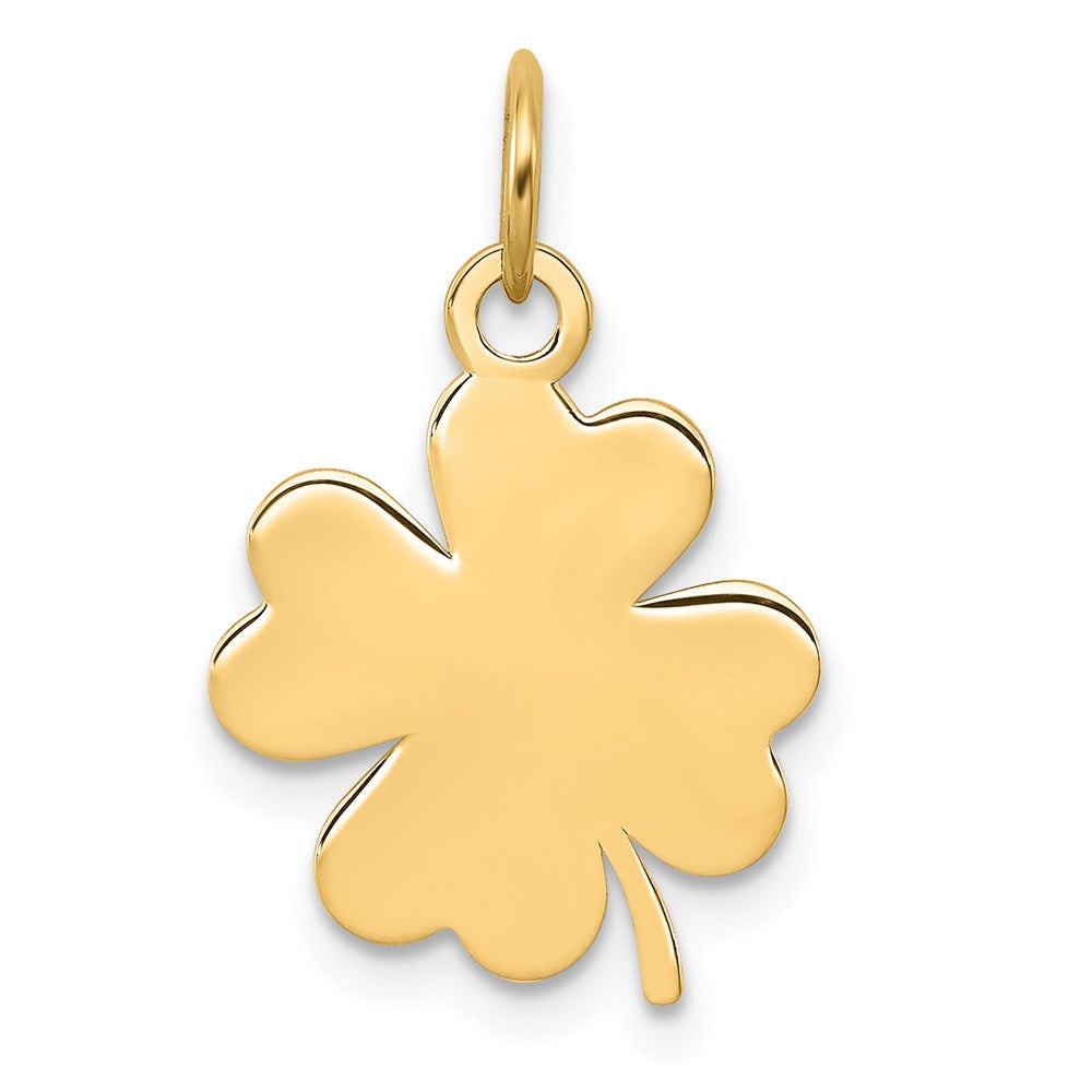 14k Plain .018 Gauge Engravable Clover 16x13mm Disc Charm, 21 x 13.29 mm
