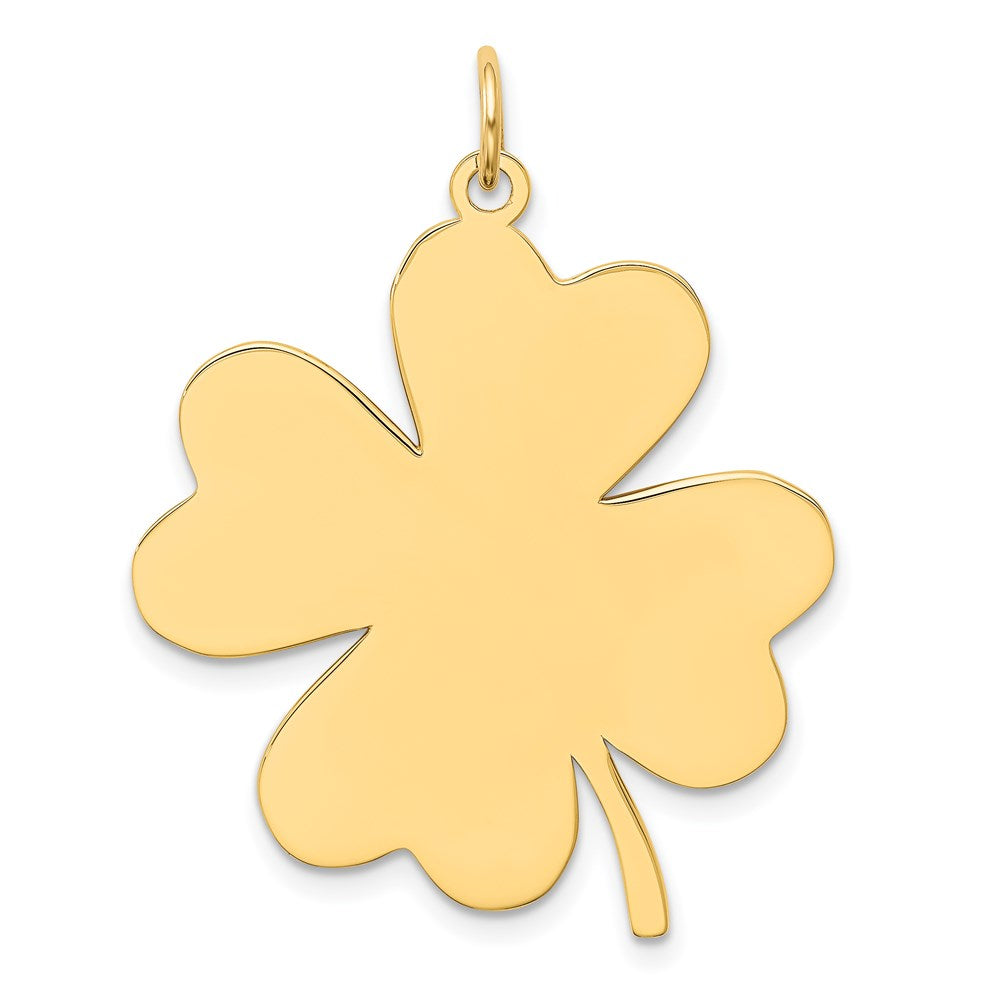 14k Plain .018 Gauge Engravable Clover 32x27mm Disc Charm, 36 x 27.76 mm