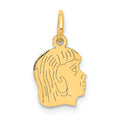 14k .018 Depth Engravable Girl Head Charm, 17 x 9 mm