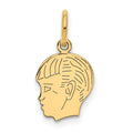 14k .013 Depth Engravable Boy Head Charm, 17 x 9 mm