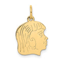 14k .011 Depth Engravable Girl Head Charm, 22 x 13 mm