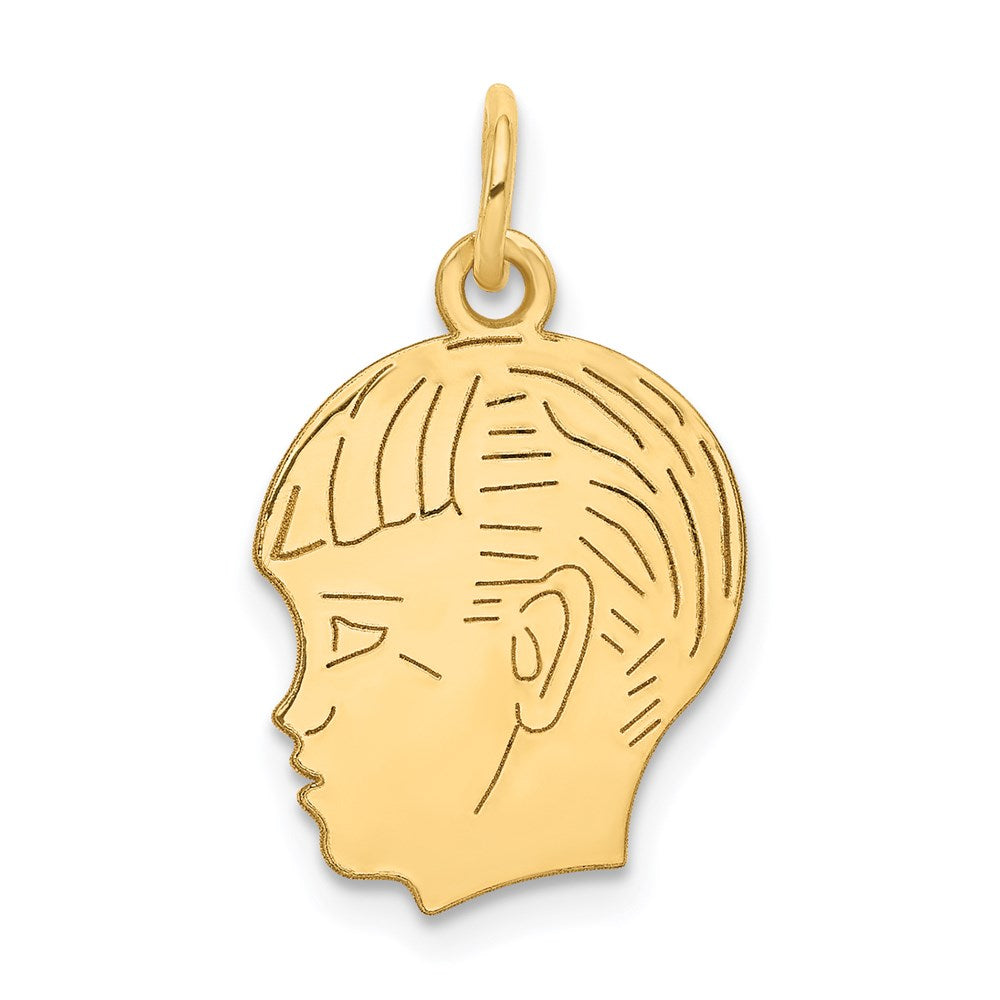 14k .013 Depth Engravable Boy Head Charm, 22 x 13 mm