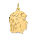 14k .011 Depth Engravable Girl Head Charm, 27 x 17 mm