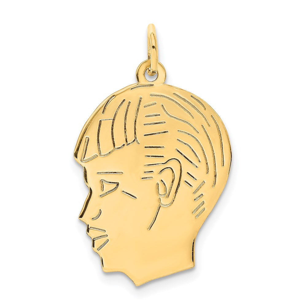 14k .013 Depth Engravable Boy Head Charm, 27 x 17 mm