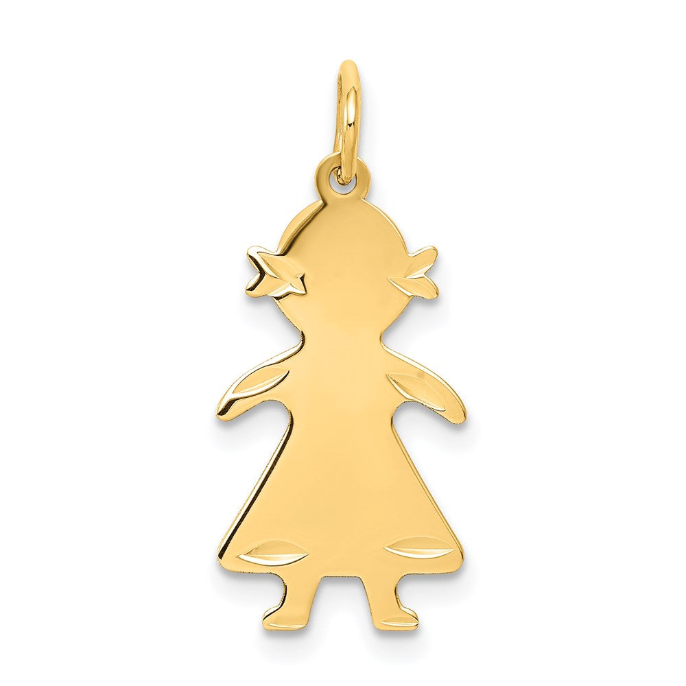 14k .011 Depth Engravable Girl Charm, 25 x 10 mm