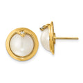 14k 10-12mm Cultured Mabe Pearl & Diamond Earrings, 0.03 ct, 15 x 15 mm