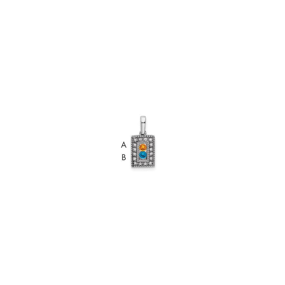 14K White Gold Family Jewelry Diamond Semi-Set Pendant, 0.07 ct, 18 x 8 mm