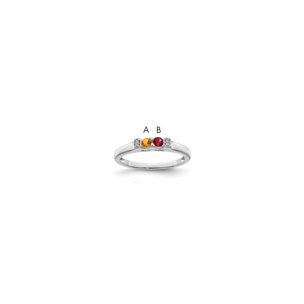 14K White Gold Family Jewelry Diamond Semi-Set Ring, 0.01 ct, Size 7, 4 mm, 2.29 g