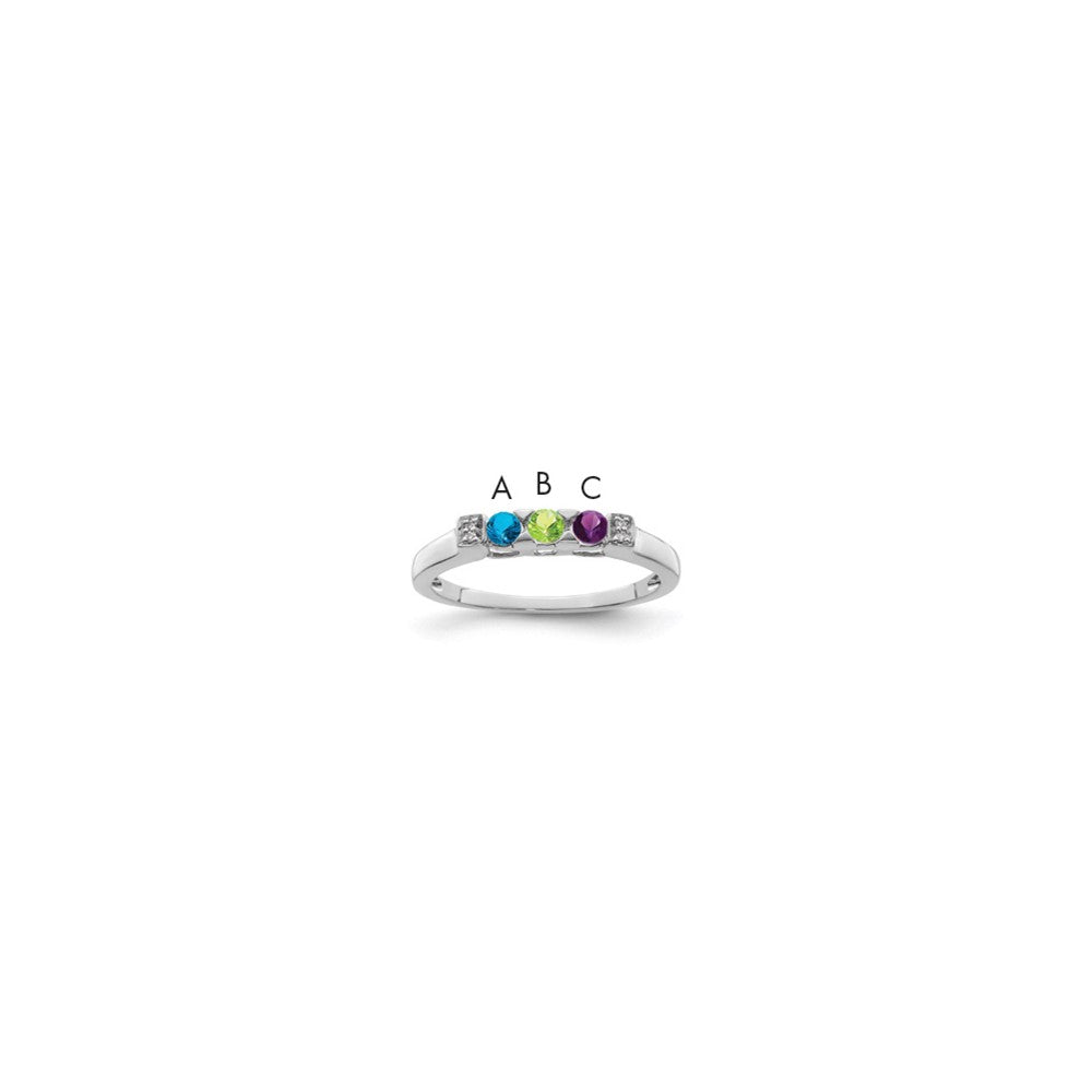 14K White Gold Family Jewelry Diamond Semi-Set Ring, 0.01 ct, Size 7, 4 mm, 2.38 g