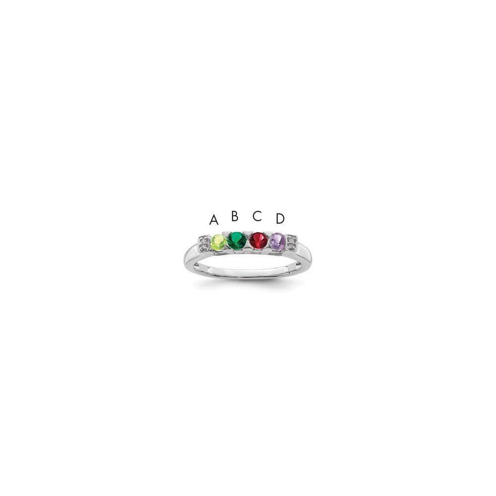 14K White Gold Family Jewelry Diamond Semi-Set Ring, 0.01 ct, Size 7, 4 mm, 2.33 g