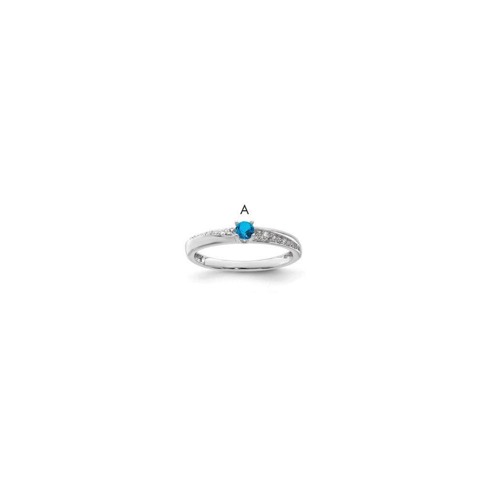 14K White Gold Family Jewelry Diamond Semi-Set Ring, 0.06 ct, Size 7, 4 mm