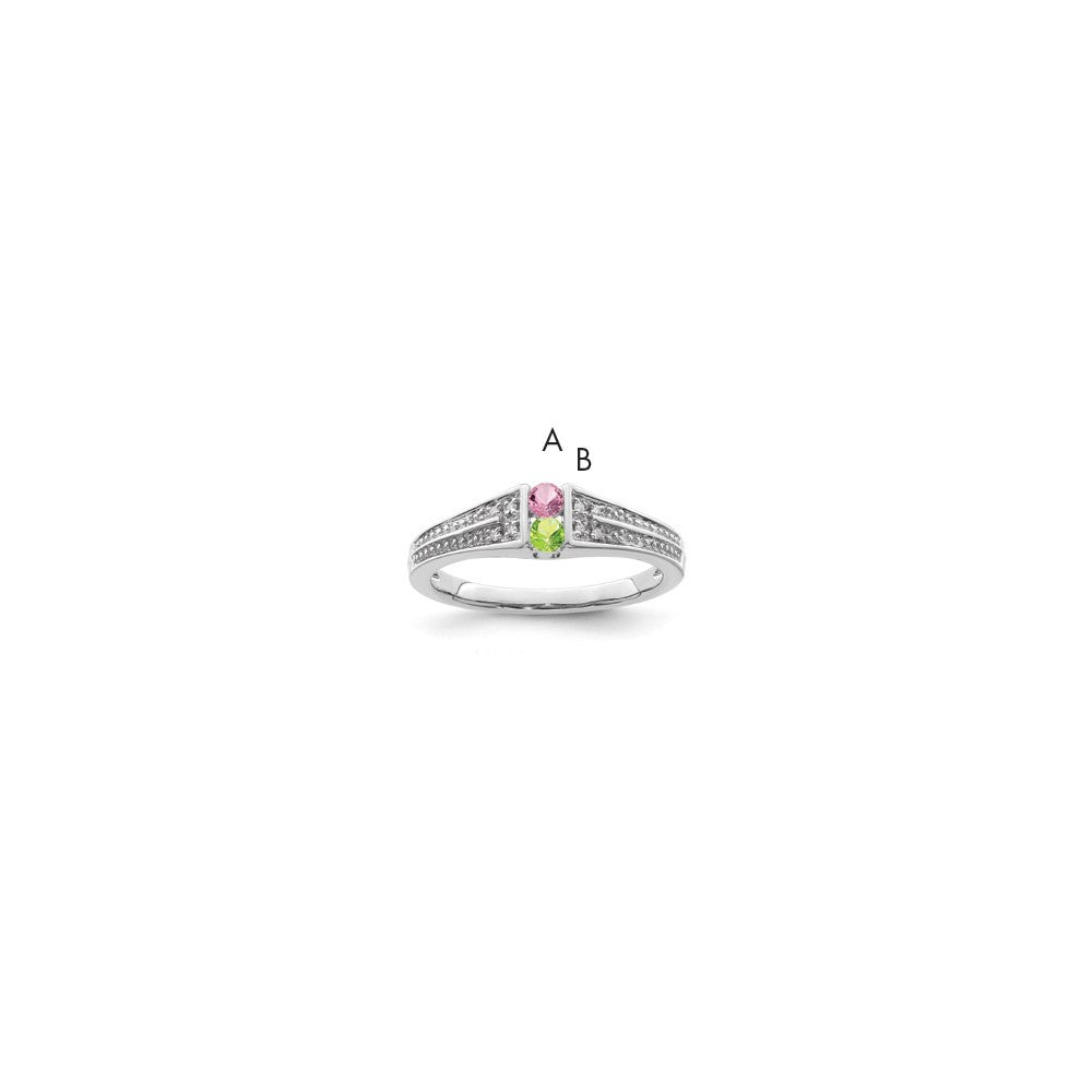 14K White Gold Family Jewelry Diamond Semi-Set Ring, 0.032 ct, Size 7, 6 mm