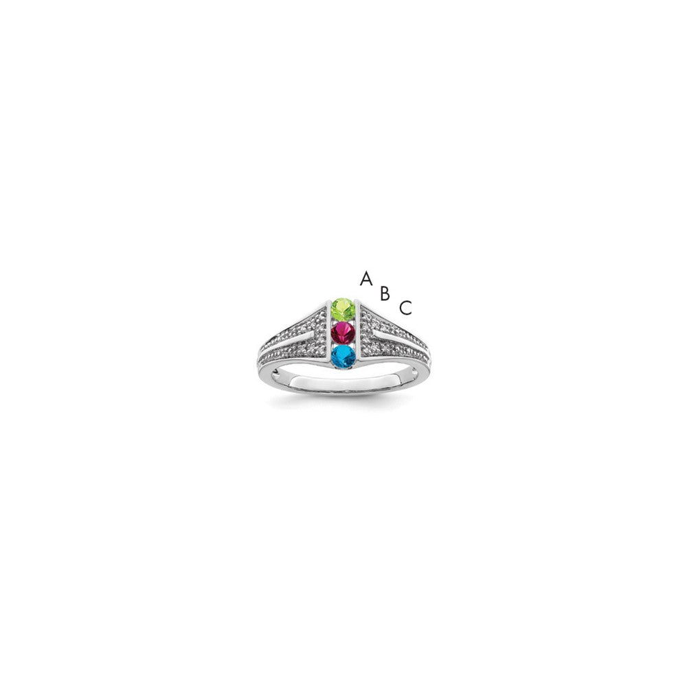 14K White Gold Family Jewelry Diamond Semi-Set Ring, 0.056 ct, Size 7, 9 mm