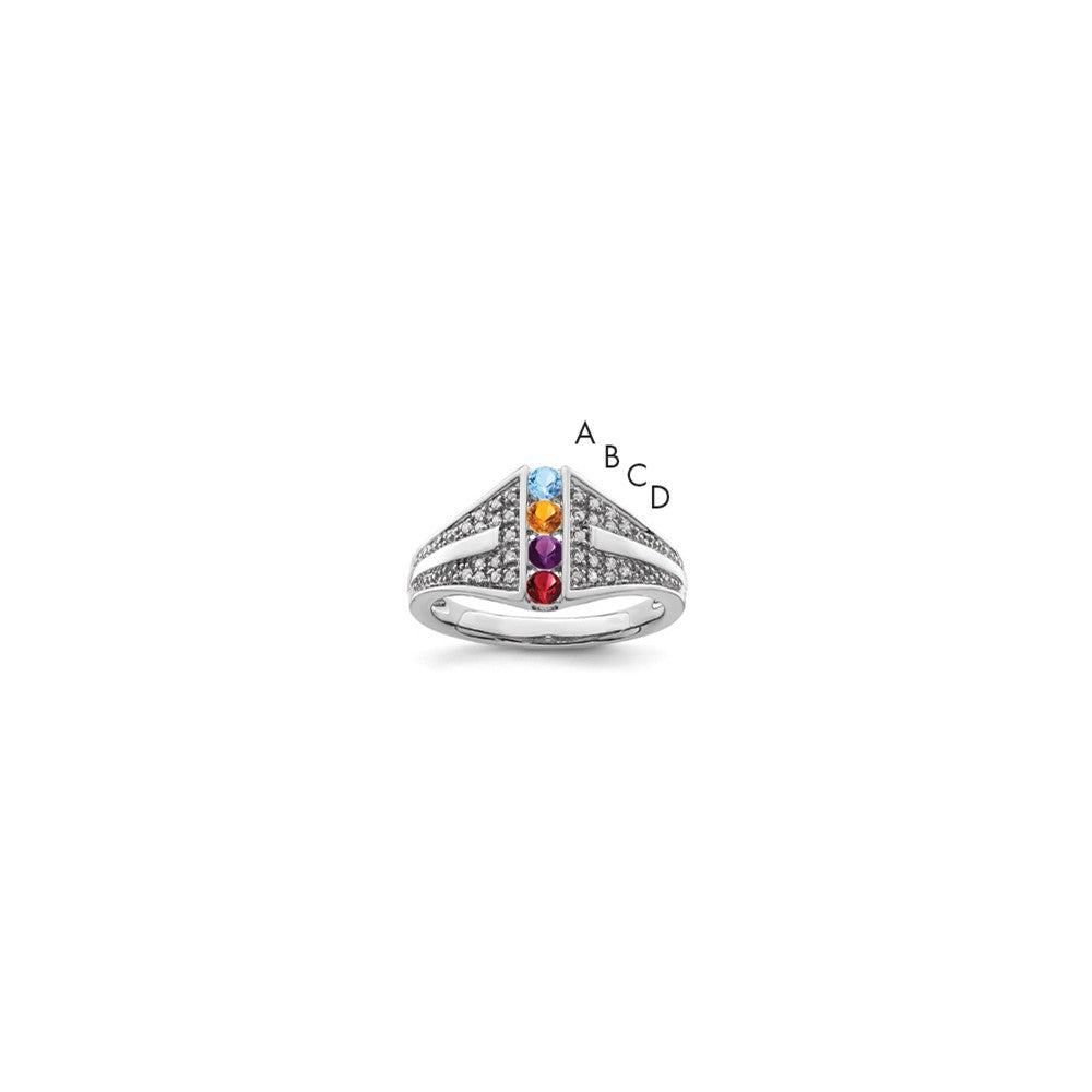 14K White Gold Family Jewelry Diamond Semi-Set Ring, 0.12 ct, Size 7, 12 mm