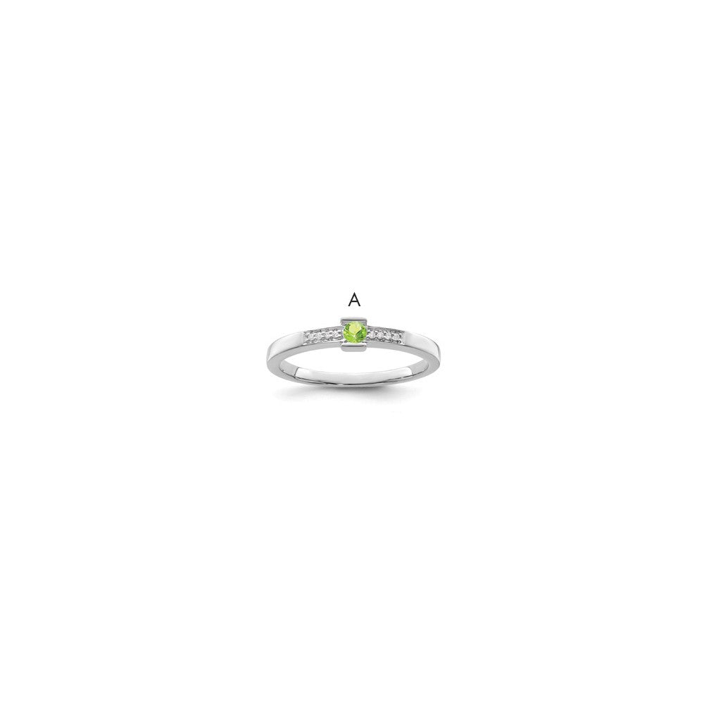 14K White Gold Family Jewelry Diamond Semi-Set Ring, 0.024 ct, Size 7, 4 mm, 2.58 g