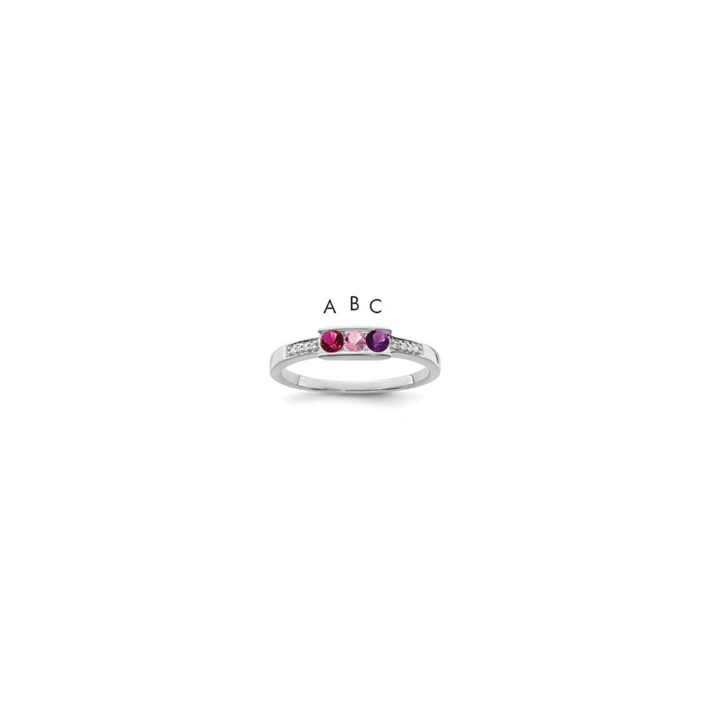 14K White Gold Family Jewelry Diamond Semi-Set Ring, 0.024 ct, Size 7, 4 mm, 2.33 g