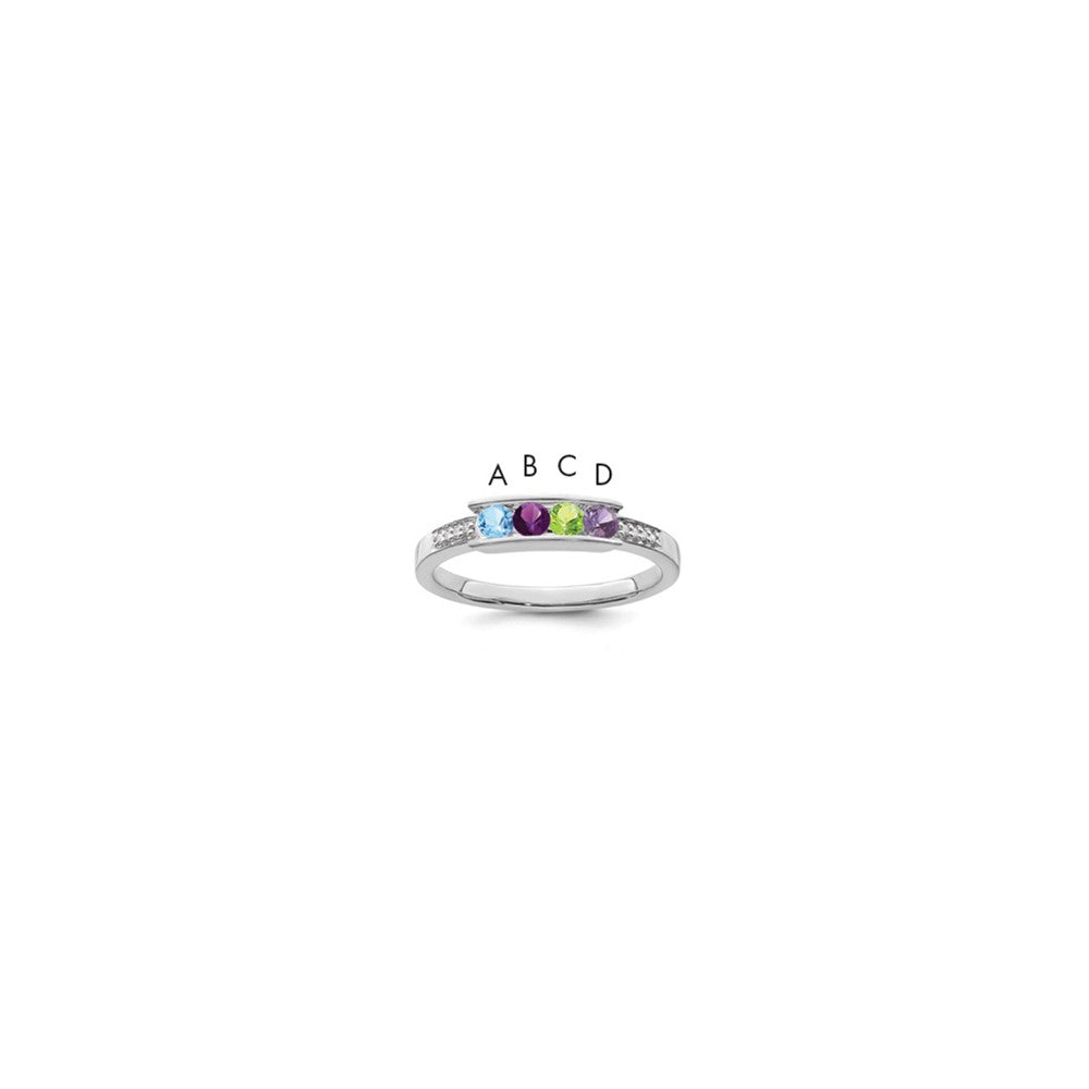 14K White Gold Family Jewelry Diamond Semi-Set Ring, 0.03 ct, Size 7, 4 mm, 2.35 g