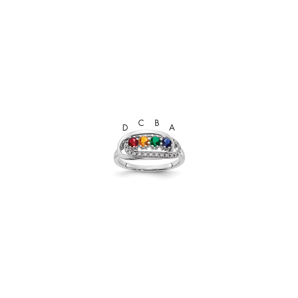 14K White Gold Family Jewelry Diamond Semi-Set Ring, 0.064 ct, Size 7, 9 mm, 3.67 g