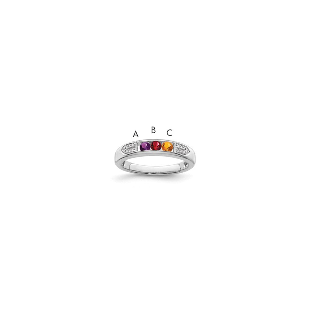 14K White Gold Family Jewelry Diamond Semi-Set Ring, 0.042 ct, Size 7, 4 mm, 3.42 g