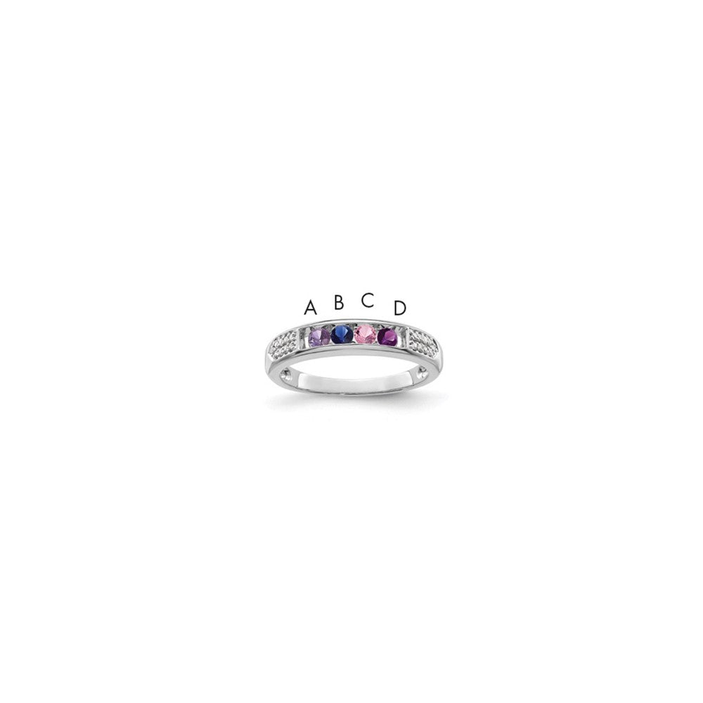 14K White Gold Family Jewelry Diamond Semi-Set Ring, 0.072 ct, Size 7, 4 mm