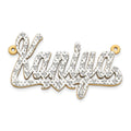 14k Yellow Gold and Rhodium 3D Diamond with Heart Name Plate, 0.2 ct