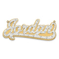14k Yellow Gold and Rhodium 3D Diamond Name Plate, 0.2 ct