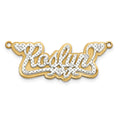 14k Yellow Gold and Rhodium 3D Diamond Name Plate, 0.05 ct, 1.95 g