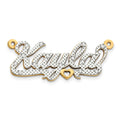 14k Yellow Gold and Rhodium 3D Diamond Name Plate, 2.61 g