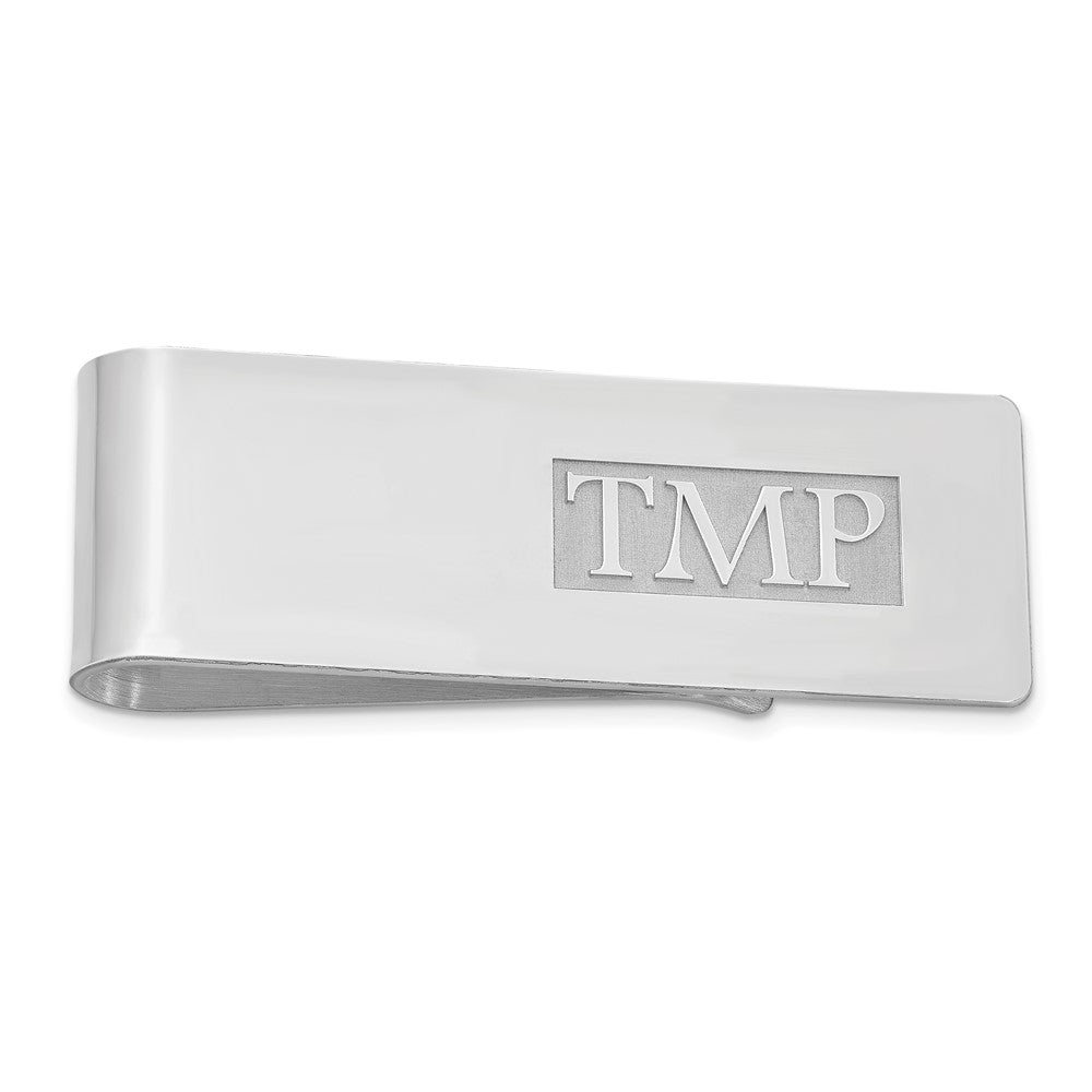 Sterling Silver/Rhodium-plated Raised Letter Monogram Money Clip