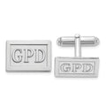 SS/Rhodium-plated Raised Letter Rectangle Monogram Cuff Link