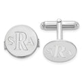 14k White Gold Recessed Letter Monogram Round Cuff Link