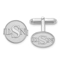 14k White Gold Raised Letter Monogram Round Cuff Link