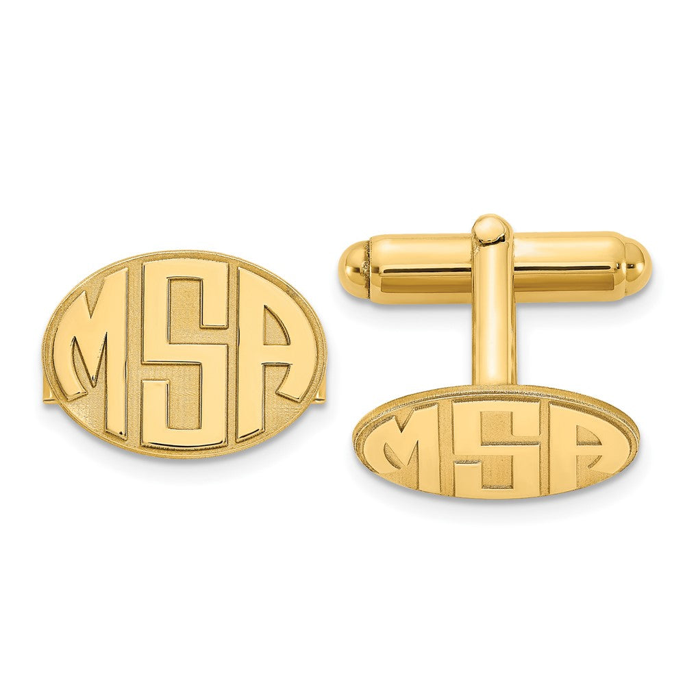 Sterling Silver/Gold-plated  Raised Letter Oval Monogram Cuff Link