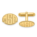 14k Yellow Gold Raised Letter Oval Monogram  Cuff Link