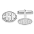 SS/Rhod-plated Raised Letter Oval w/Boarder Monogram Cuff Link