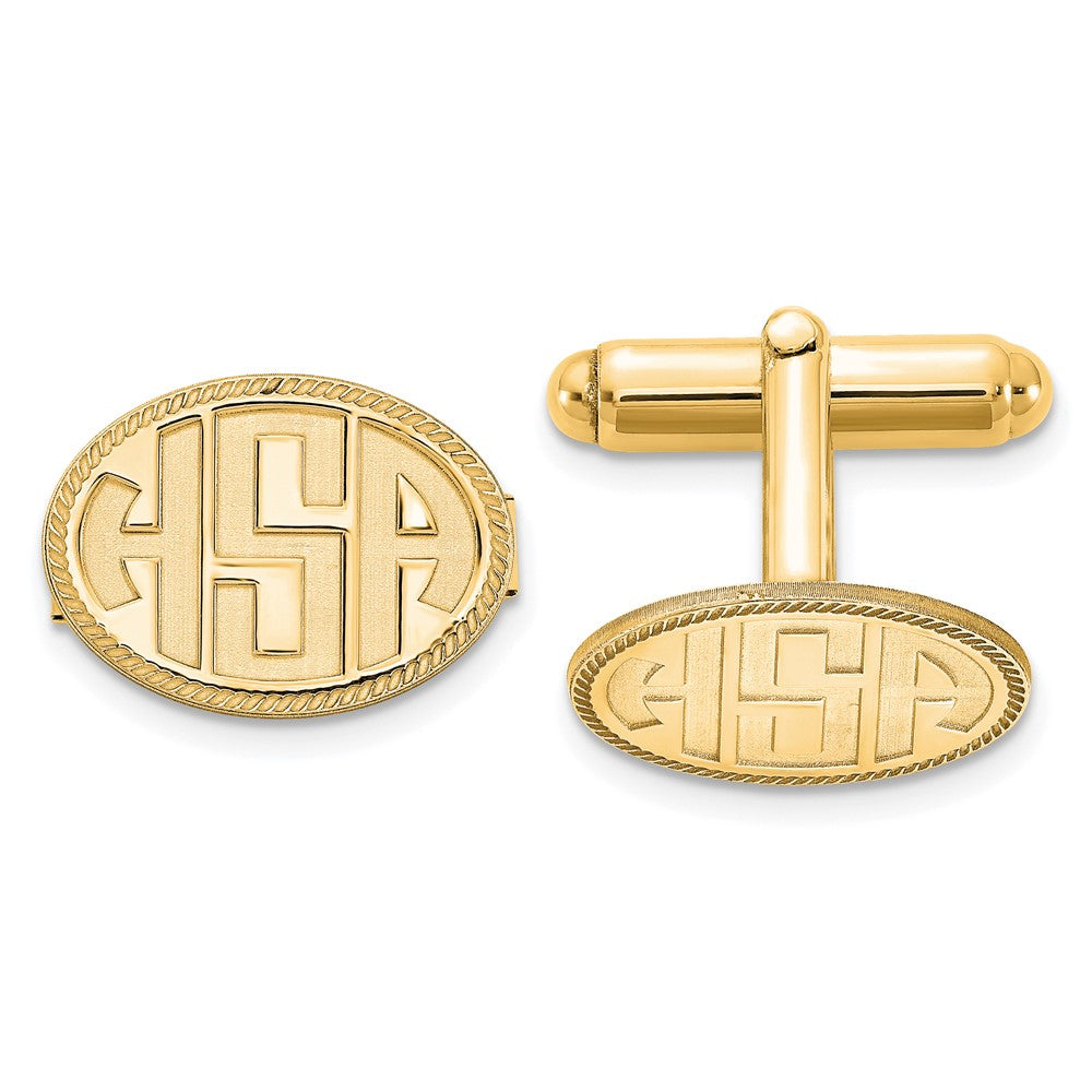 SS/Gold-pltd  Recessed Letter Oval w/ Boarder Monogram Cuff Link