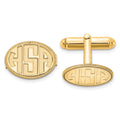 14k Yellow Gold Recessed Letter Oval w/Boarder Monogram Cuff Link