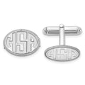 SS/Rhod-pltd  Recessed Letter Oval w/ Boarder Monogram Cuff Link