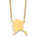 Sterling Silver/Gold-plated Alaska State Necklace, 18 x 20 mm