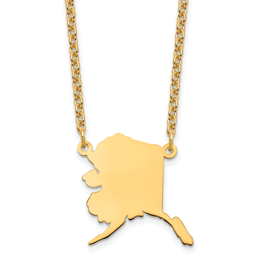 Sterling Silver/Gold-plated Alaska State Necklace, 18 x 20 mm