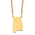 Sterling Silver/Gold-plated Alabama State Necklace, 18 x 14 mm