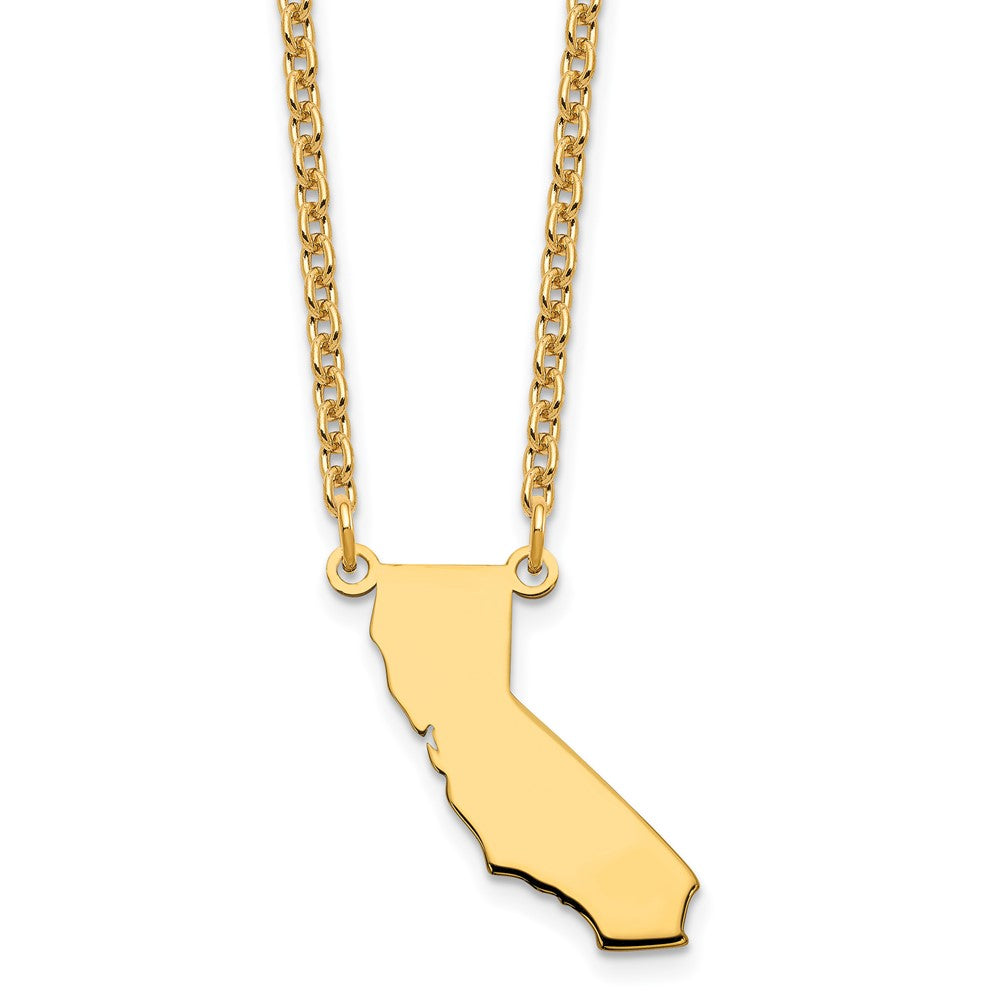 Sterling Silver/Gold-plated California State Necklace, 18 x 18 mm
