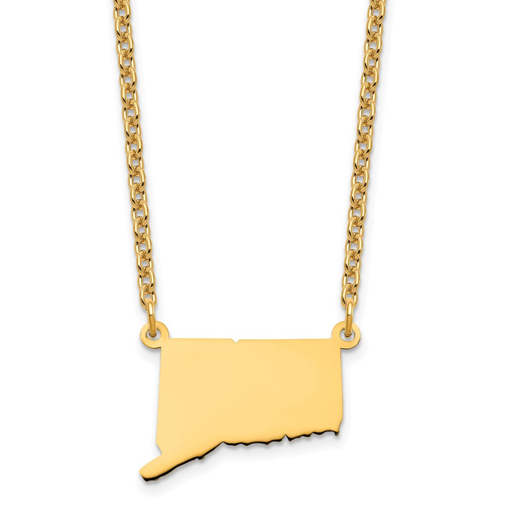 Sterling Silver/Gold-plated Connecticut State Necklace, 18 x 21 mm
